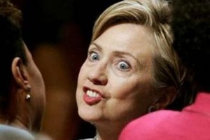 Hillary Clinton, scary face.